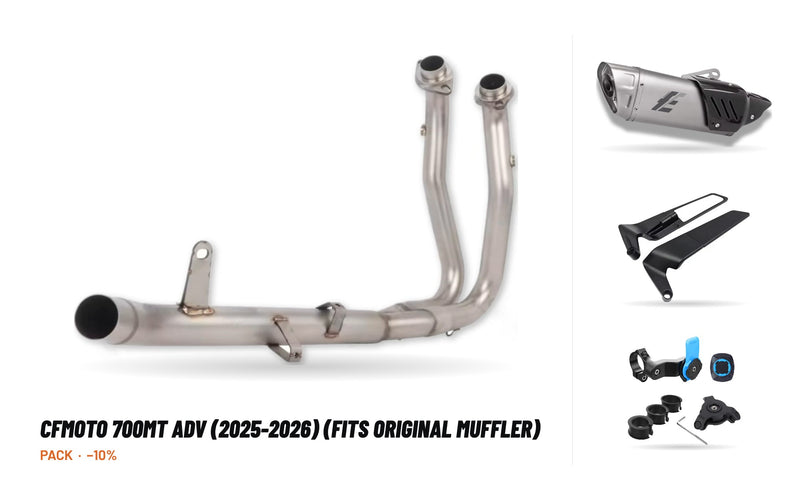 Manifolds + Exhaust Tip Pack – CFMOTO 700MT ADV (2025-2026) (fits original muffler)