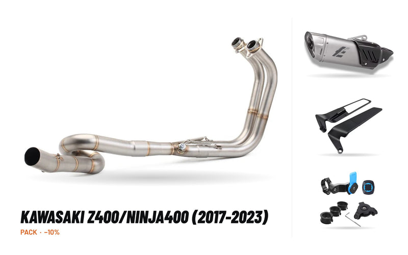 Manifolds + Exhaust Tip Pack – Kawasaki Z400/Ninja400 (2017-2023)