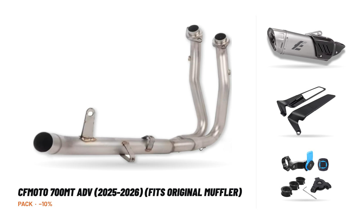 Pack Collecteurs + Silencieux – CFMOTO 700MT ADV (2025-2026) (se monte sur le silencieux d'origine)