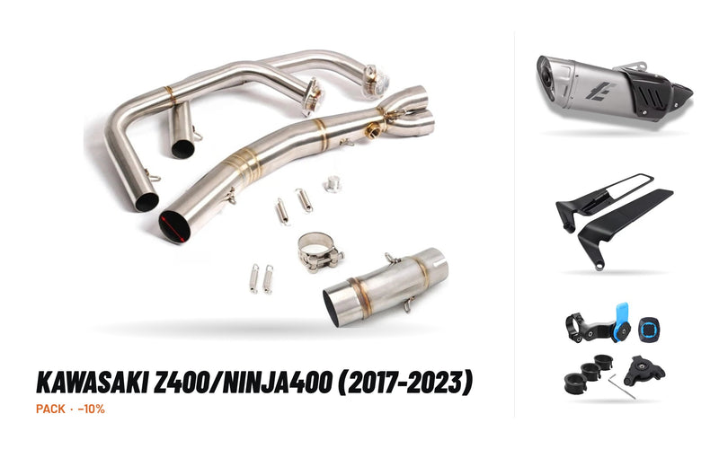Manifolds + Exhaust Tip Pack – Kawasaki Z400/Ninja400 (2017-2023)
