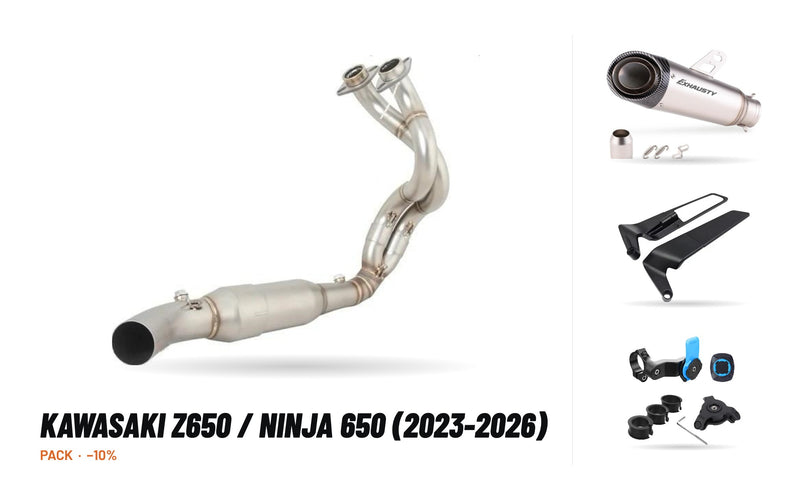 Manifolds + Exhaust Tip Pack – Kawasaki Z650 / Ninja 650 (2023-2026)