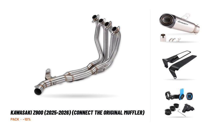 Manifolds + Exhaust Tip Pack – Kawasaki Z900 (2025-2026) (connect the original muffler)