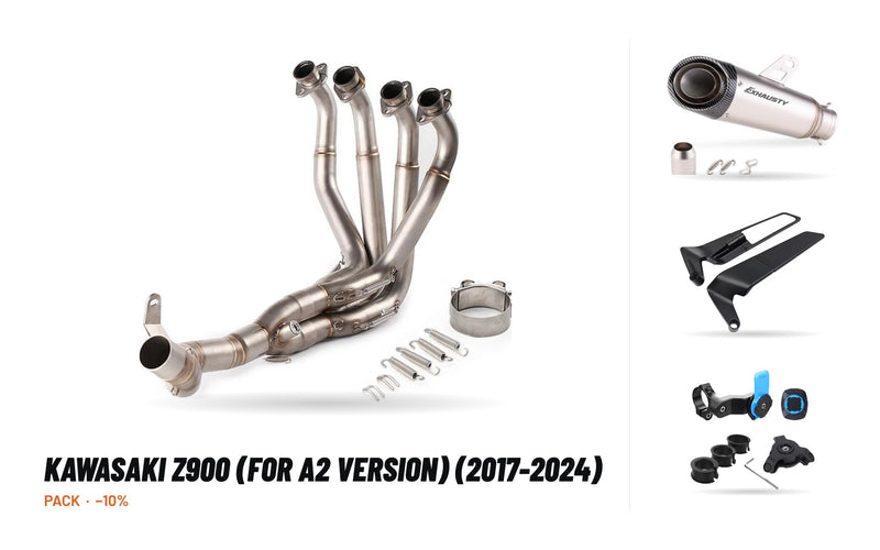 Manifolds + Exhaust Tip Pack – Kawasaki Z900 (For A2 version) (2017-2024)