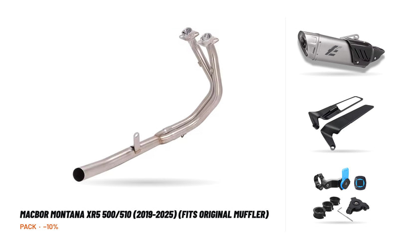 Manifolds + Exhaust Tip Pack – Macbor Montana XR5 500/510 (2019-2025) (fits original muffler)