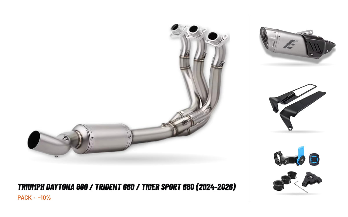 Pack Collecteurs + Silencieux – Triumph Daytona 660 / Trident 660 / Tiger Sport 660 (2024-2026)