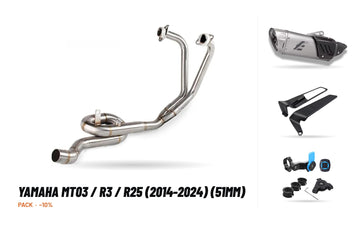 Manifolds + Exhaust Tip Pack – Yamaha MT03 / R3 / R25 (2014-2024) (51mm)
